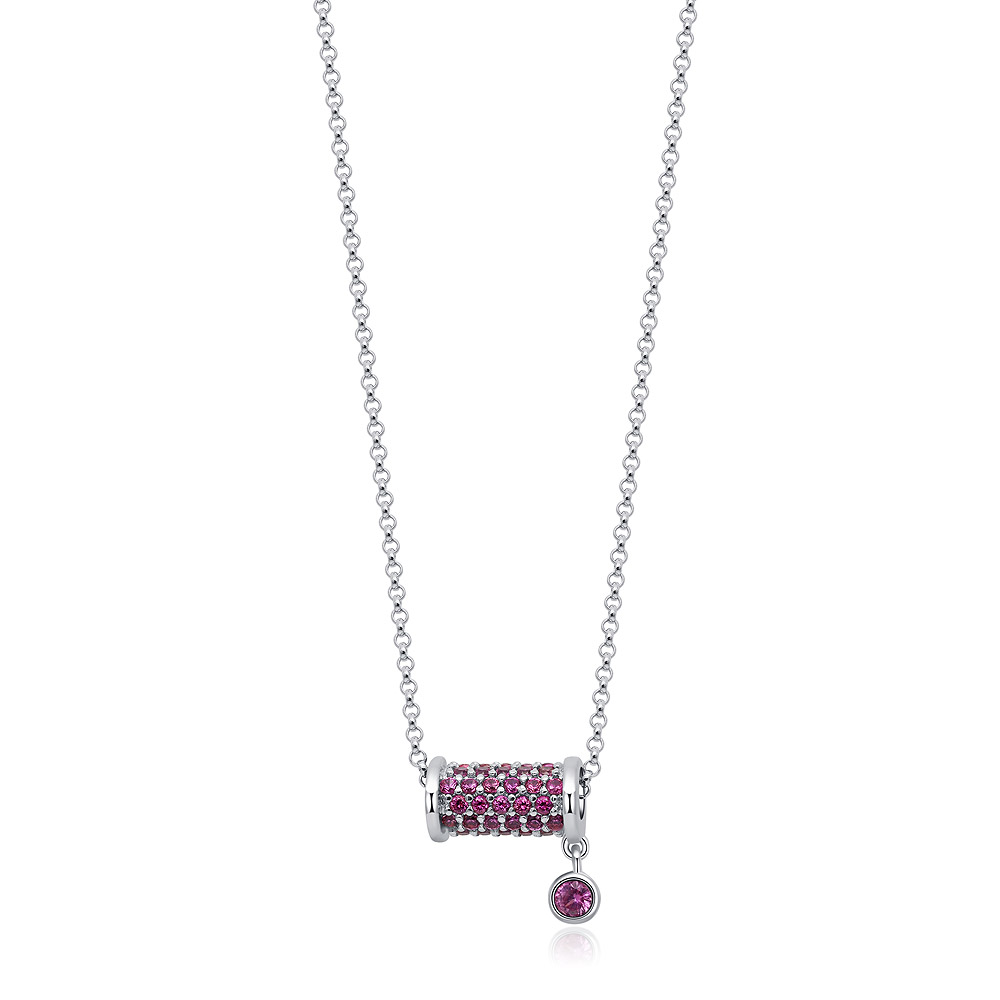 Elegance Cylinder Drop Pink Zirconium Necklace Pendant